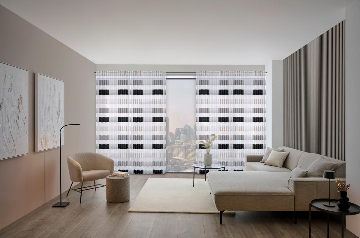 FERTIGVORHANG  halbtransparent   140/245 cm  - Anthrazit, Basics, Textil (140/245cm) - Dieter Knoll