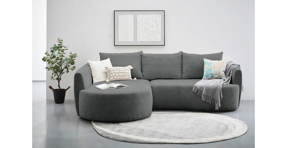 ECKSOFA Dunkelgrau Chenille  - Dunkelgrau/Schwarz, MODERN, Kunststoff/Textil (179/287cm) - Carryhome