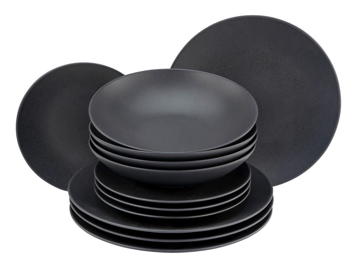 SERVIS Soft Touch Black 12 delar  - svart, Modern, keramik - Creatable