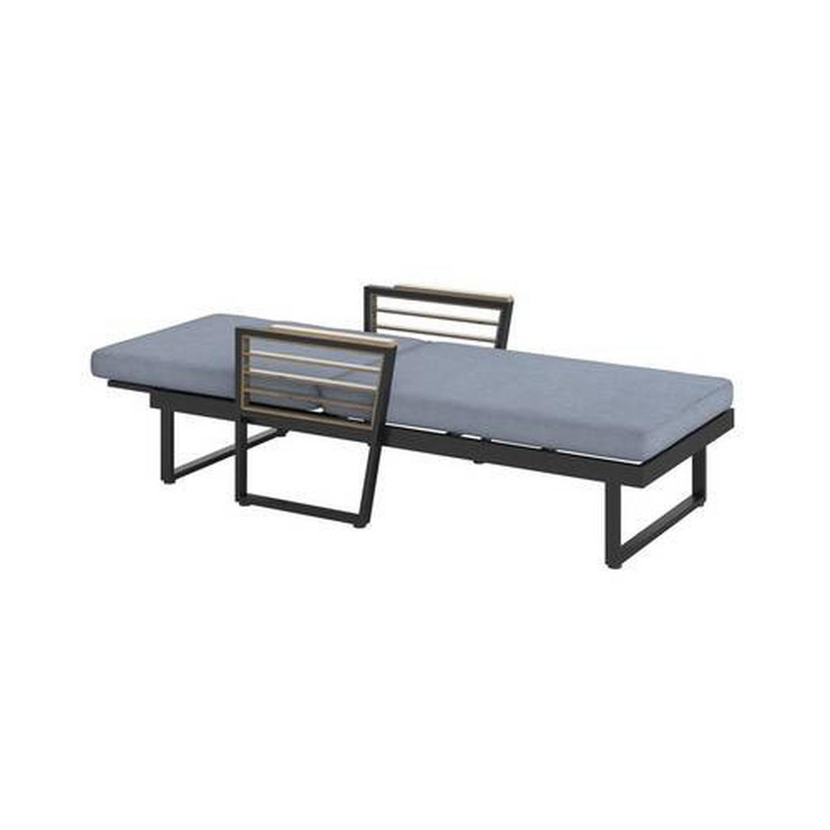 SONNENLIEGE 77/101/200 cm Teakholz  - Schwarz, MODERN, Holz/Metall (77/101/200cm) - Ambia Garden