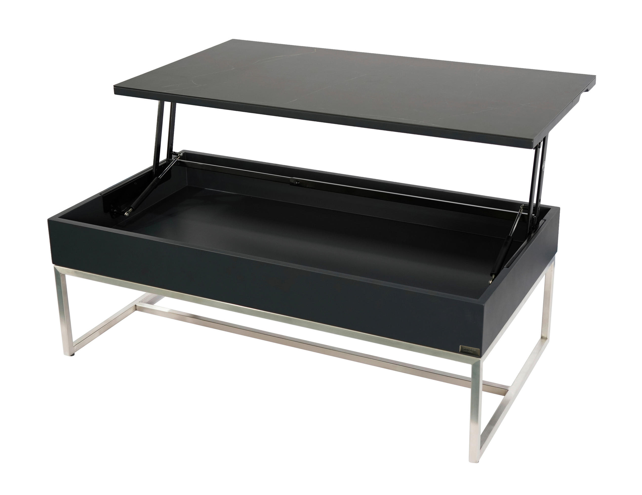 COUCHTISCH 110/59/40 cm rechteckig Anthrazit, Schwarz, Edelstahlfarben - Edelstahlfarben/Anthrazit, Design, Keramik/Holzwerkstoff (110/59/40cm) - Dieter Knoll