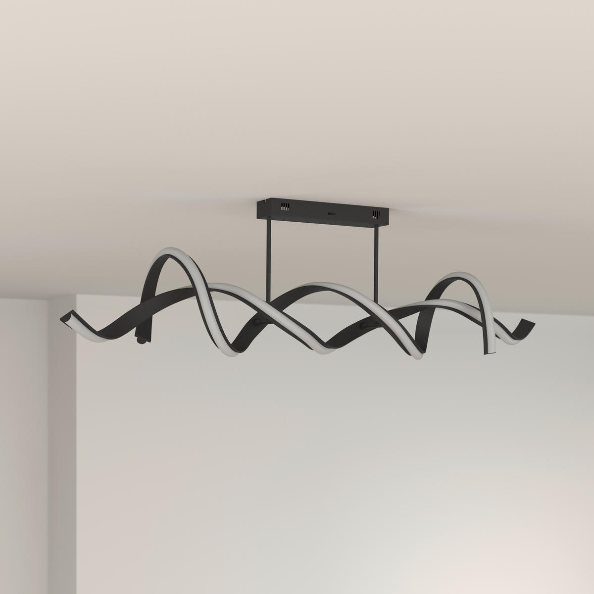 LED-DECKENLEUCHTE Bracknell 120/22/32 cm   - Schwarz, Design, Kunststoff/Metall (120/22/32cm) - Novel