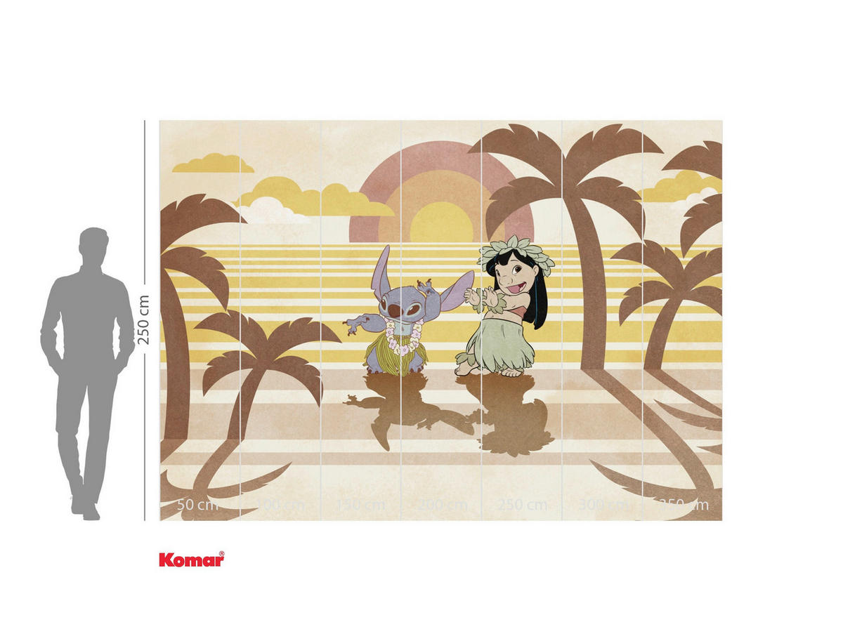 FOTOTAPETE LILO AND STITCH HULA HARMONY  - Gelb, Design, Textil (350/250cm) - Disney