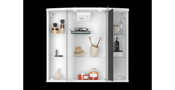 SPIEGELSCHRANK 67,4/60/22 cm  - Silberfarben/Weiß, Basics, Glas/Holz (67,4/60/22cm) - Xora