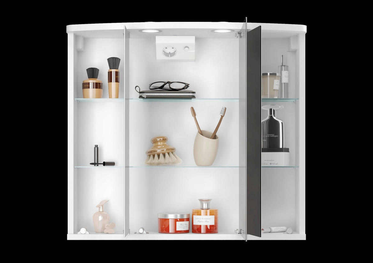 SPIEGELSCHRANK 67,4/60/22 cm  - Silberfarben/Weiß, Basics, Glas/Holz (67,4/60/22cm) - Xora