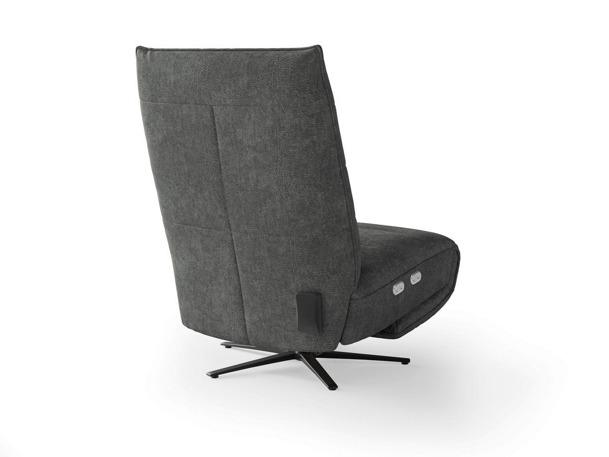 RELAXSESSEL EVE E Mikrofaser Kopfteilverstellung, Rücken echt    - Dunkelgrau/Schwarz, Basics, Textil/Metall (80/109/98cm) - Sit & More