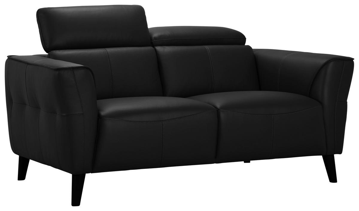 2-SITZER-SOFA Schwarz Echtleder  - Schwarz, KONVENTIONELL, Leder/Holz (164/92,5/96,5cm) - MID.YOU