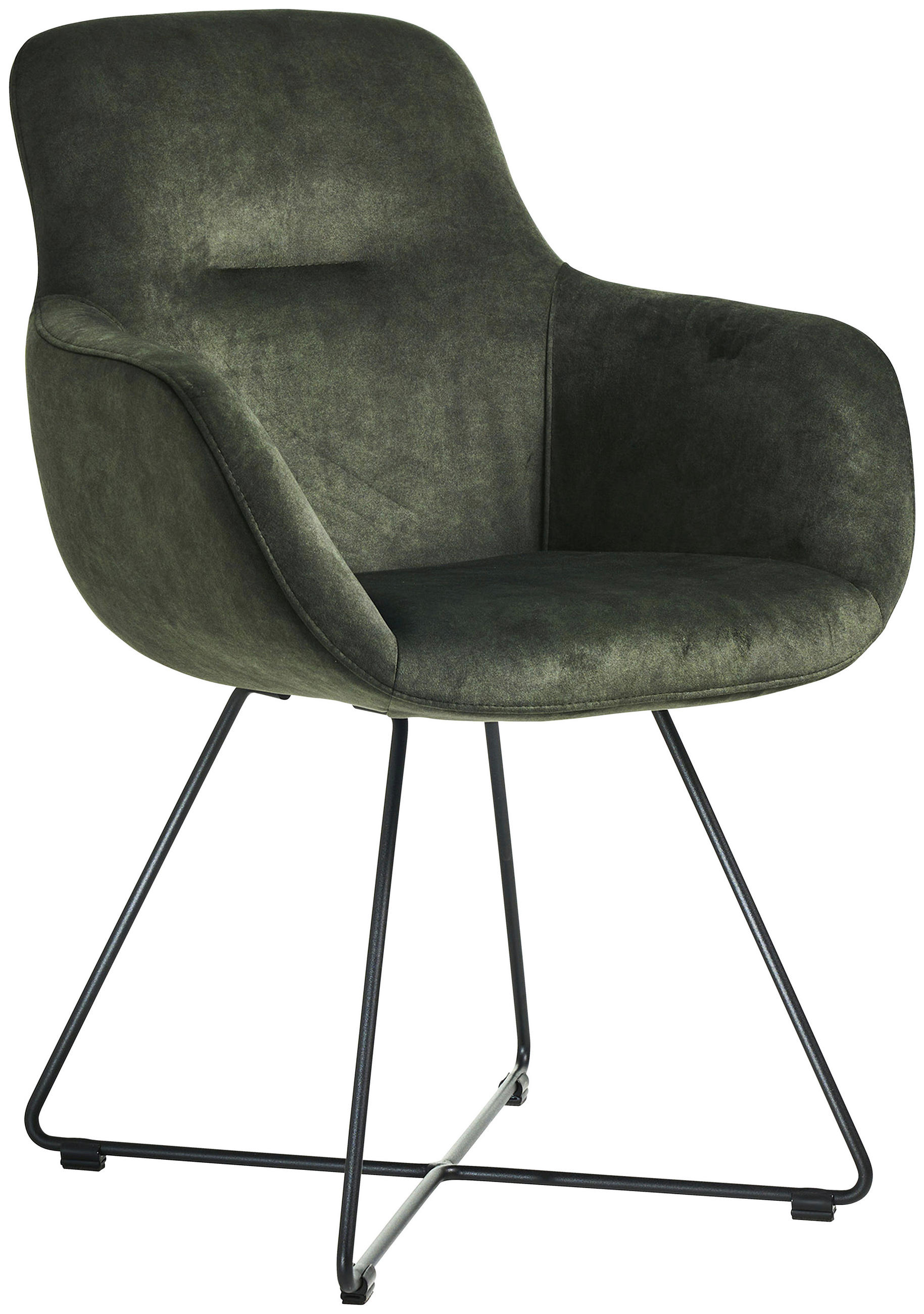 ARMLEHNSTUHL  in Edelstahl Velours  - Waldgrün/Schwarz, Basics, Textil/Metall (62/89/61cm) - Celina Home