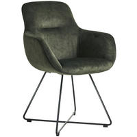 ARMLEHNSTUHL  in Edelstahl Velours  - Waldgrün/Schwarz, Basics, Textil/Metall (62/89/61cm) - Celina Home