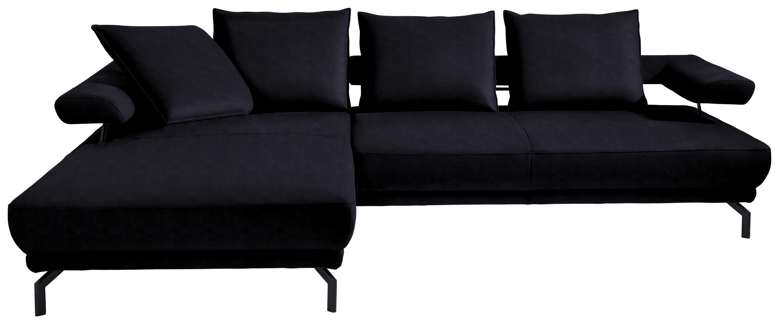 ECKSOFA in Mikrofaser Schwarz  224/305 cm  - Schwarz, Design, Textil/Metall (224/305cm) - Dieter Knoll
