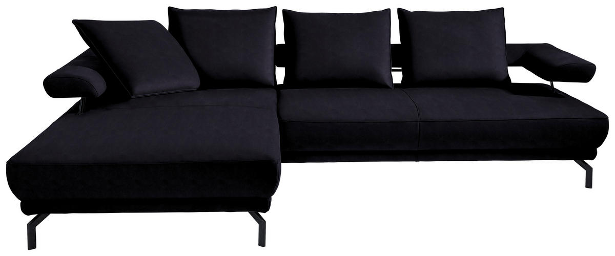 ECKSOFA in Mikrofaser Schwarz  - Schwarz, Design, Textil/Metall (224/305cm) - Dieter Knoll
