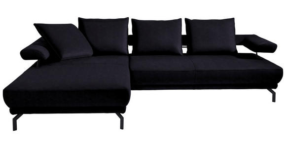 ECKSOFA in Mikrofaser Schwarz  - Schwarz, Design, Textil/Metall (224/305cm) - Dieter Knoll