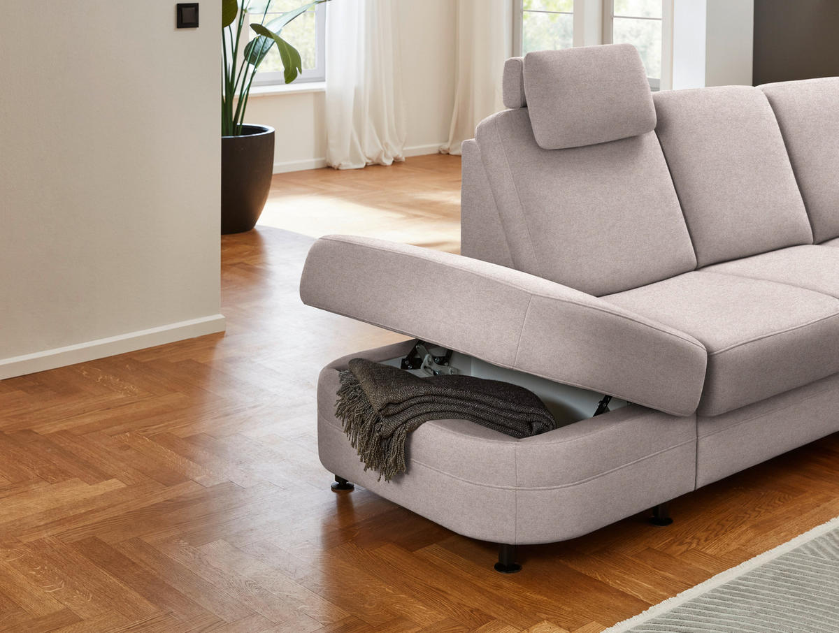 ECKSOFA  in Flachgewebe Rosa  287/269 cm  - Schwarz/Rosa, KONVENTIONELL, Textil/Metall (287/269cm) - Beldomo System