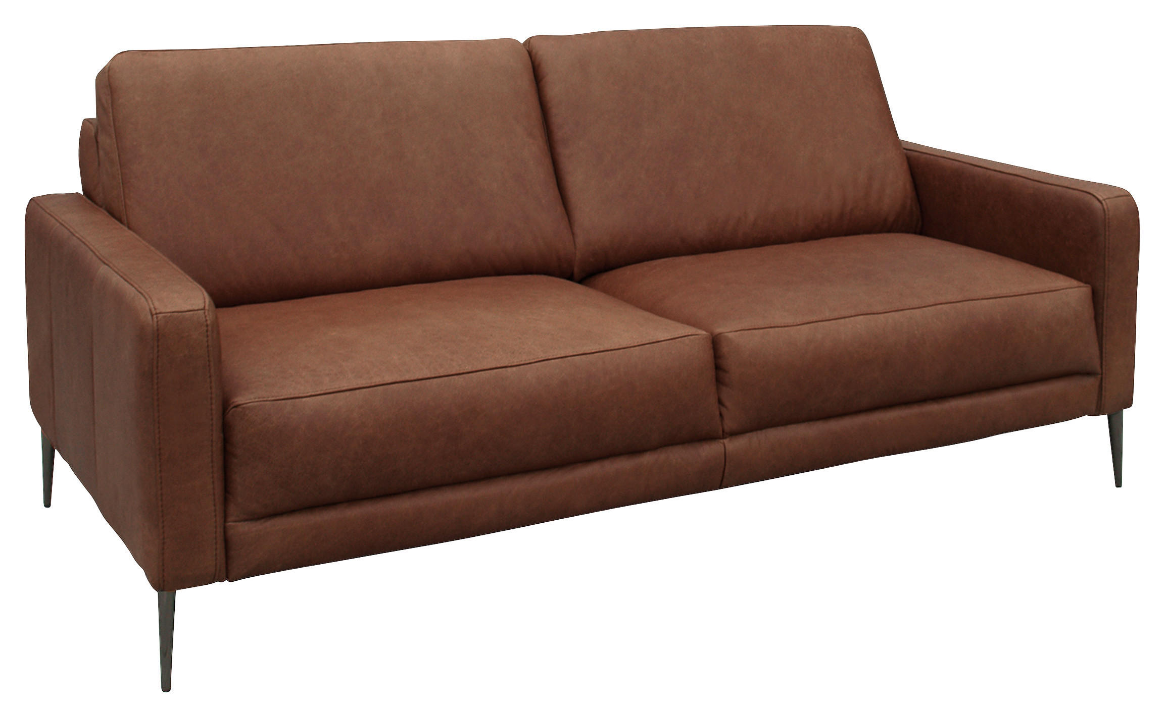 2-SITZER-SOFA in Echtleder Dunkelbraun  - Dunkelbraun/Schwarzchrom, Design, Leder/Metall (157/85/92cm) - Livetastic