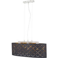LED-HÄNGLAMPA 65/25/140 cm  - svart/guldfärgad, Design, metall/textil (65/25/140cm) - Globo