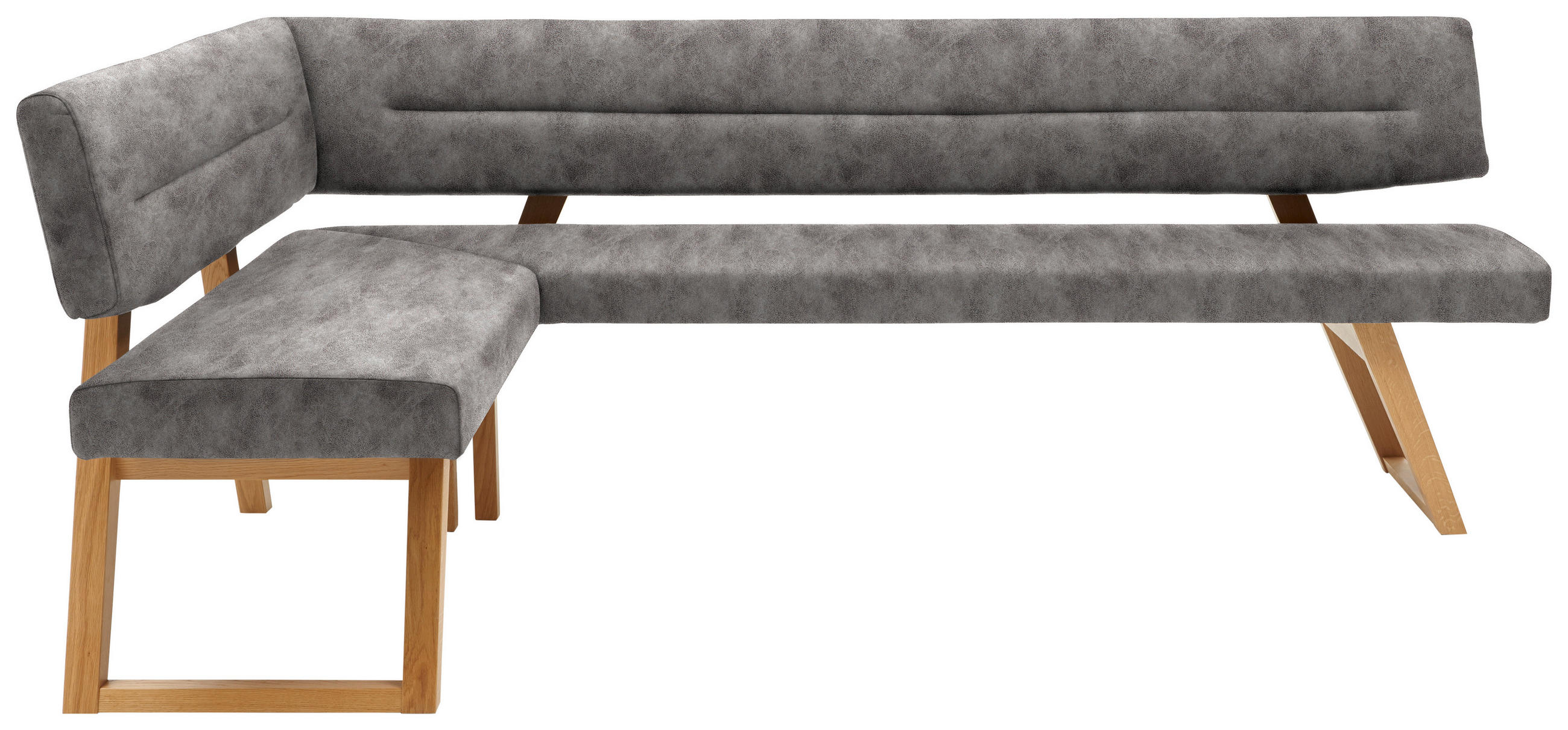 ECKBANK Holz, Textil Grau  - Eichefarben/Grau, Konventionell, Holz/Textil (155/225cm) - Dieter Knoll
