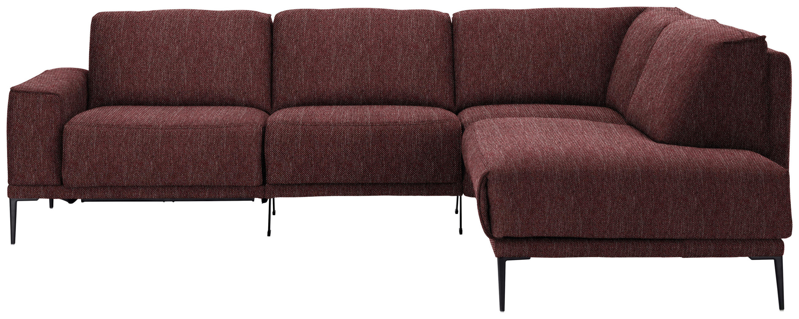 ECKSOFA in Flachgewebe Weinrot  - Weinrot/Schwarz, Design, Textil/Metall (260/210cm) - Johann Jakob