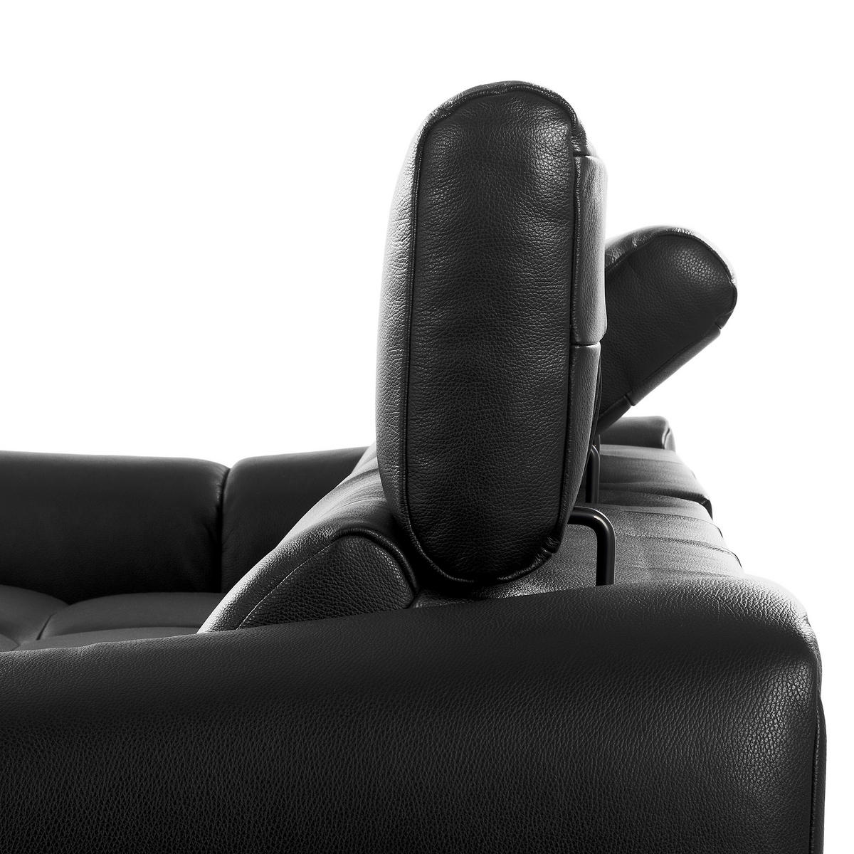 ECKSOFA AVEIRO Anthrazit Echtleder Bettkasten, Kopfteilverstellung, Sitzvorzug  - Anthrazit/Schwarz, Design, Leder/Kunststoff (177/274cm) - Livetastic