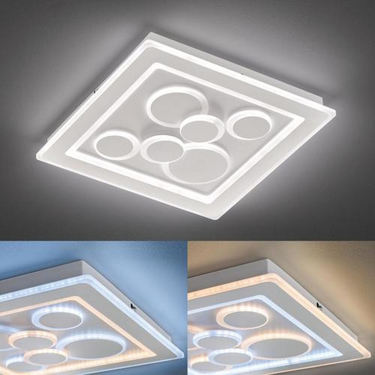 LED-DECKENLEUCHTE 49 W    50,1/50,1/5,3 cm  - Weiss, Design, Kunststoff (50,1/50,1/5,3cm) - Fischer & Honsel