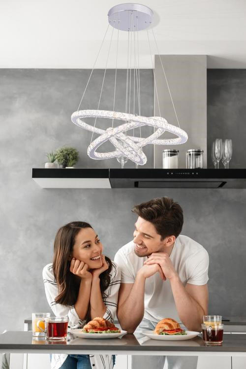 LUSTRĂ LED 70/120 cm  - străveziu/culoare crom, Konventionell, sticlă/metal (70/120cm)