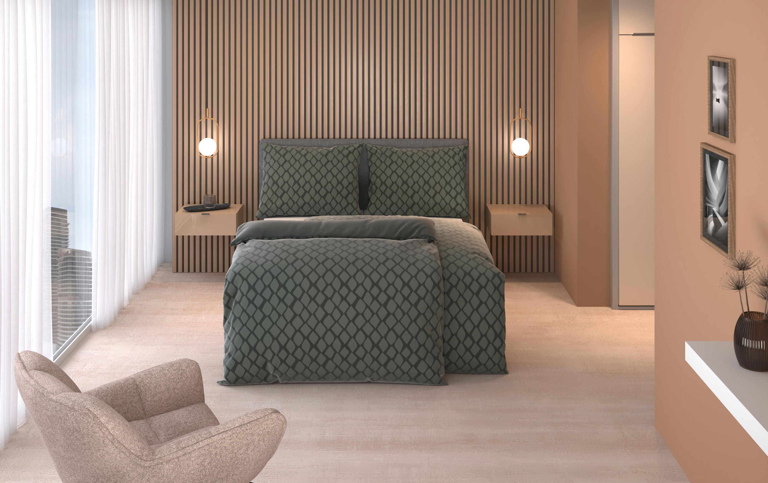 WENDEBETTWÄSCHE STRIPES DK Satin 140/200 cm  - Grün, Design, Textil (140/200cm) - Dieter Knoll