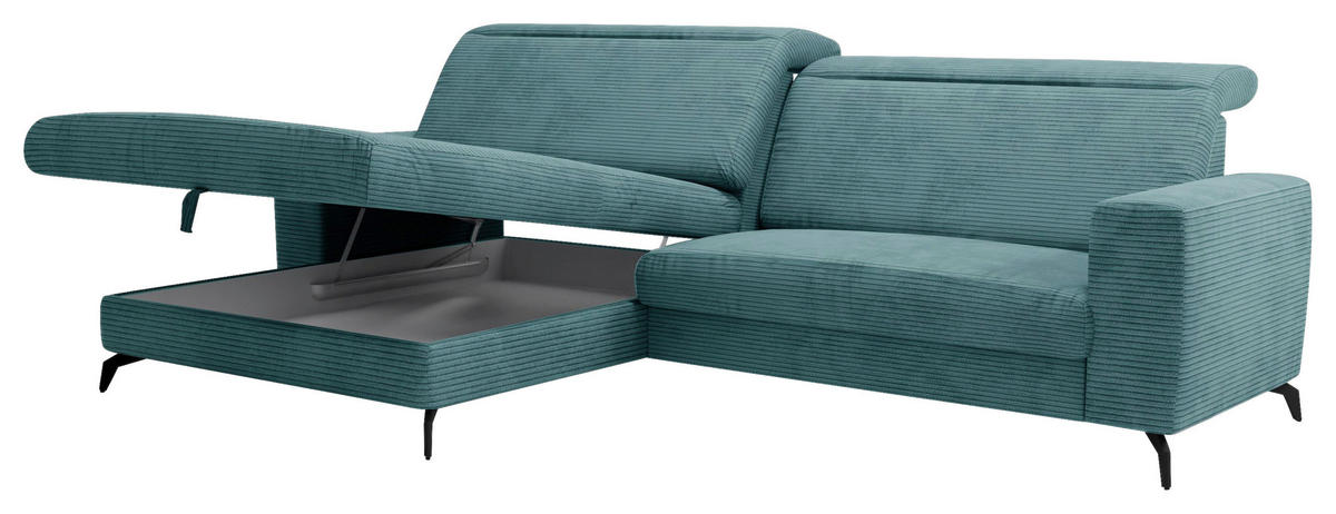 ECKSOFA in Cord Petrol  - Petrol/Schwarz, Konventionell, Textil/Metall (178/290cm) - Sit & More