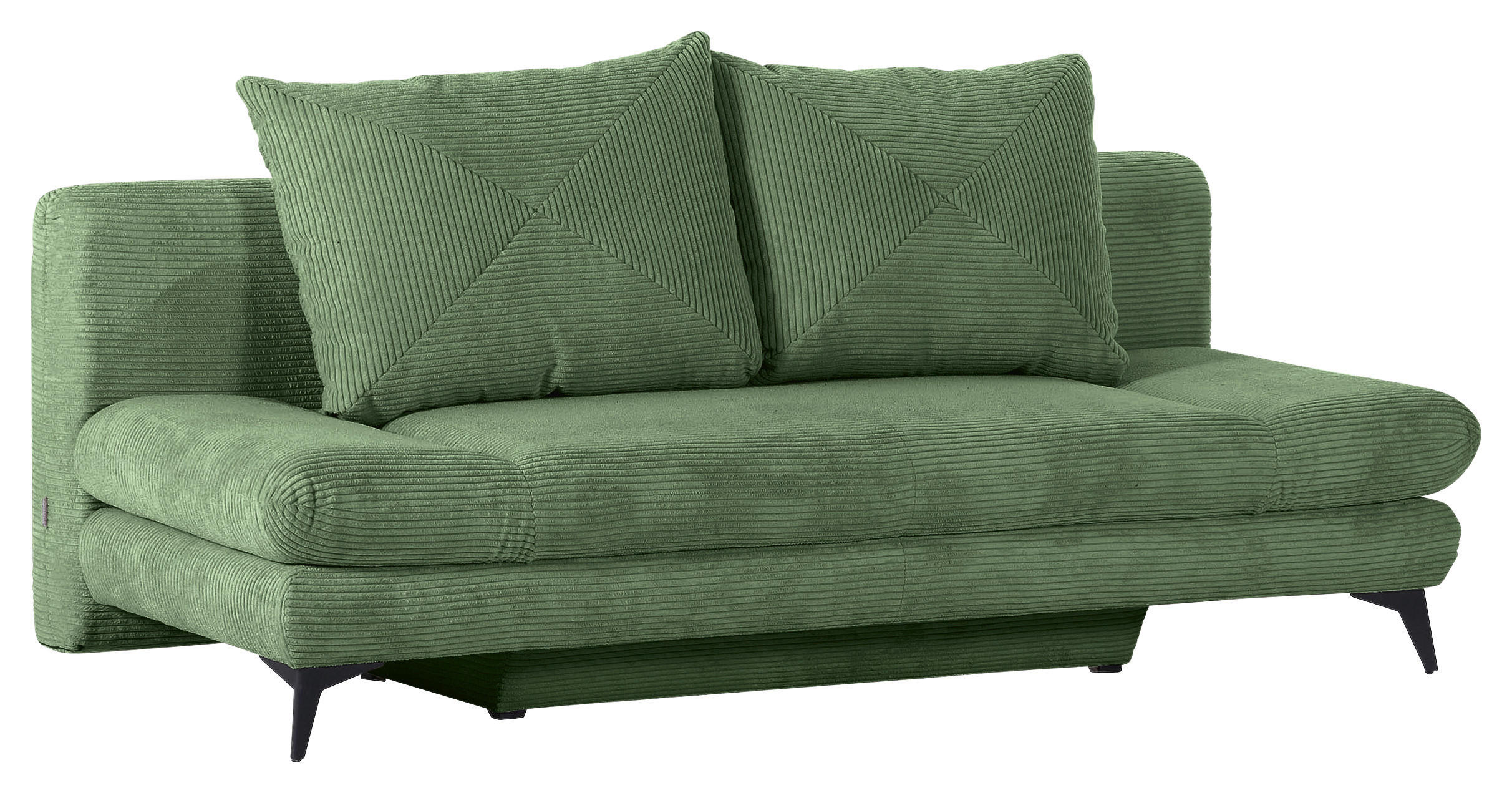 SCHLAFSOFA Cord Olivgrün  - Schwarz/Olivgrün, KONVENTIONELL, Textil/Metall (200/78/95cm) - home24