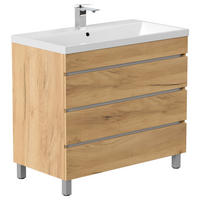 WASCHTISCHKOMBI 90 cm  - Eichefarben/Weiß, Basics, Holzwerkstoff/Stein (90cm) - MID.YOU