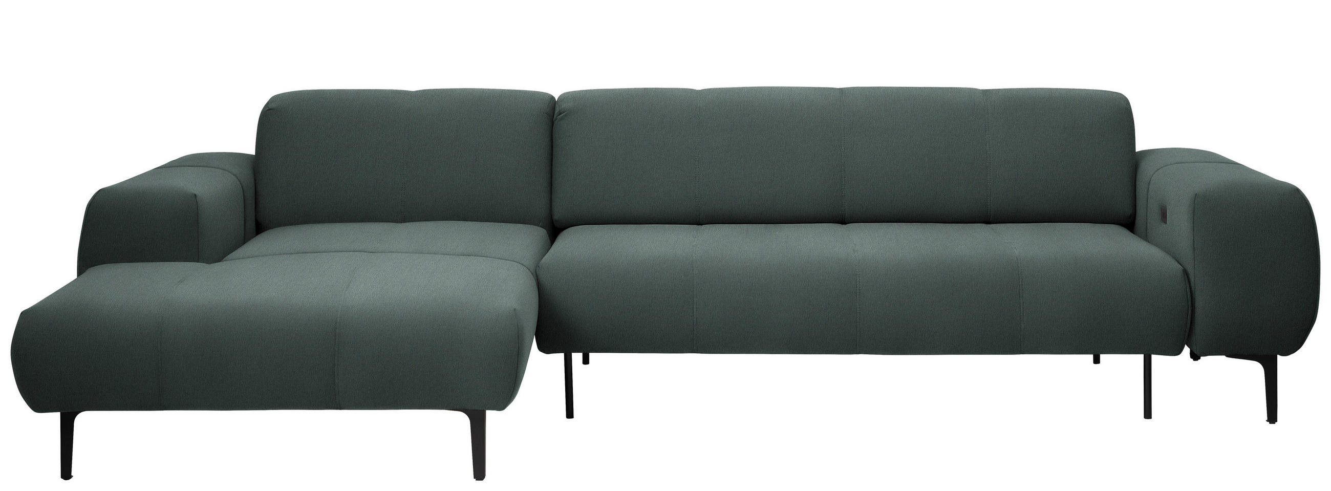 ECKSOFA in Chenille Waldgrün  - Waldgrün/Schwarz, Design, Textil/Metall (167/311cm) - Xora