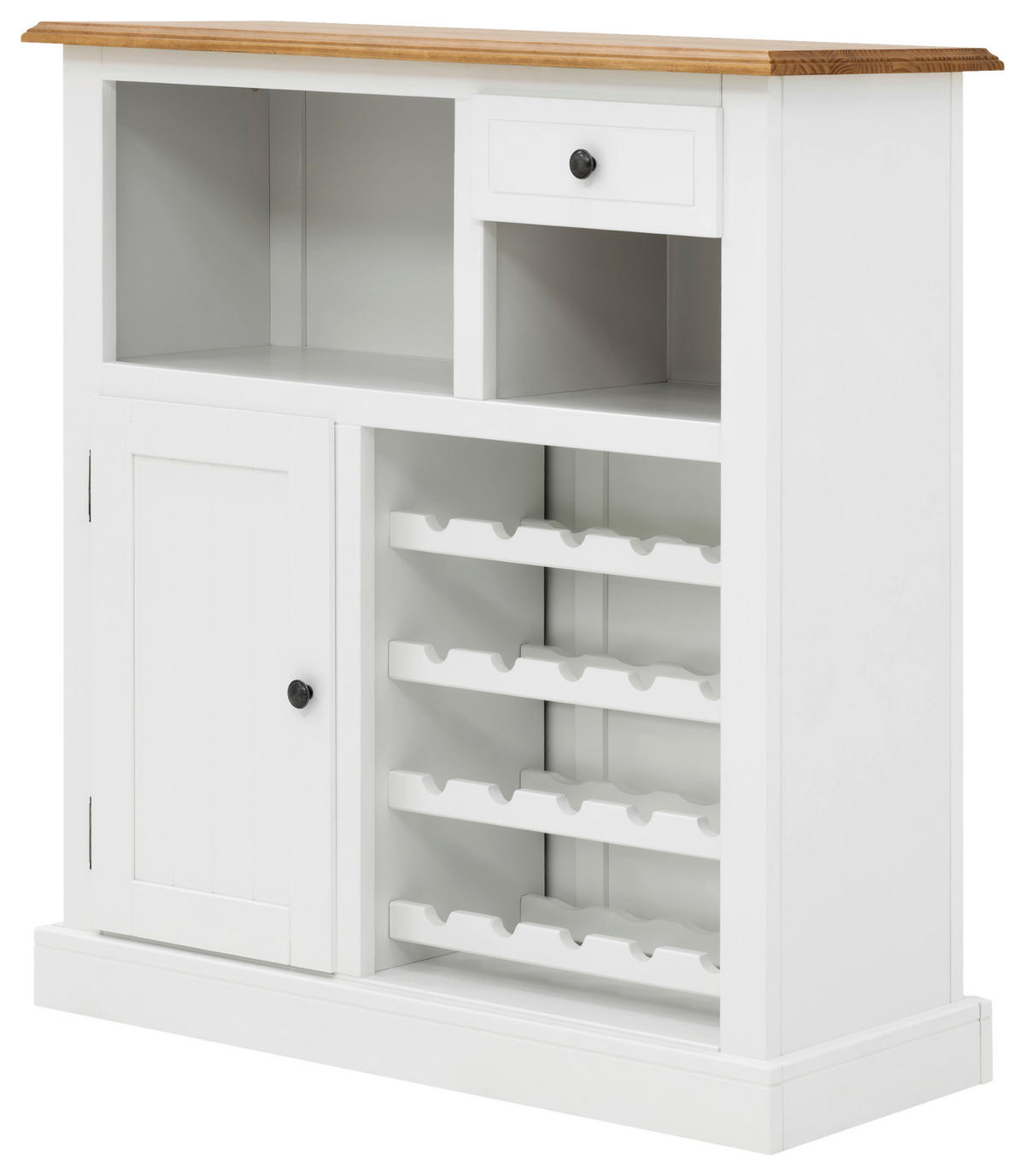 BAR Kiefer massiv Weiß, Eichefarben  - Eichefarben/Silberfarben, MODERN, Holz/Holzwerkstoff (105/110/42cm) - MID.YOU