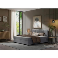 BOXSPRINGBETT 180/200 cm  in Hellgrau  - Hellgrau/Schwarz, MODERN, Karton/Holz (180/200cm) - MID.YOU