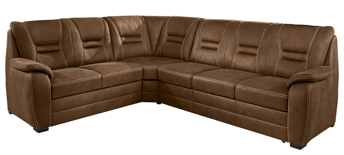 SAROKKANAPÉ textil sötétbarna  - bézs/sötétbarna, Konventionell, textil/fa (234/286cm) - Beldomo Comfort
