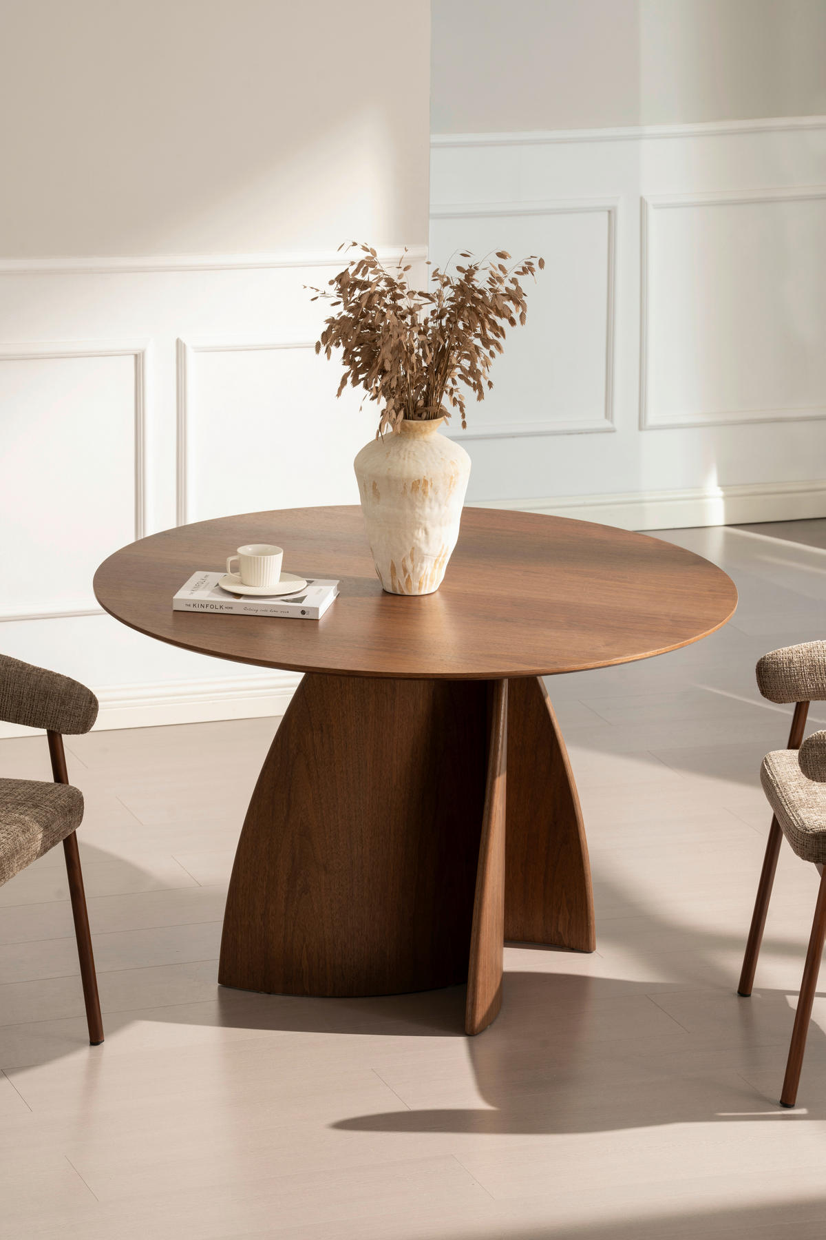 ESSTISCH Echtholz, Nachbildung  Holz, Holzwerkstoff rund Walnussfarben  - Walnussfarben, MODERN, Holz/Holzwerkstoff (120/75cm) - Livetastic