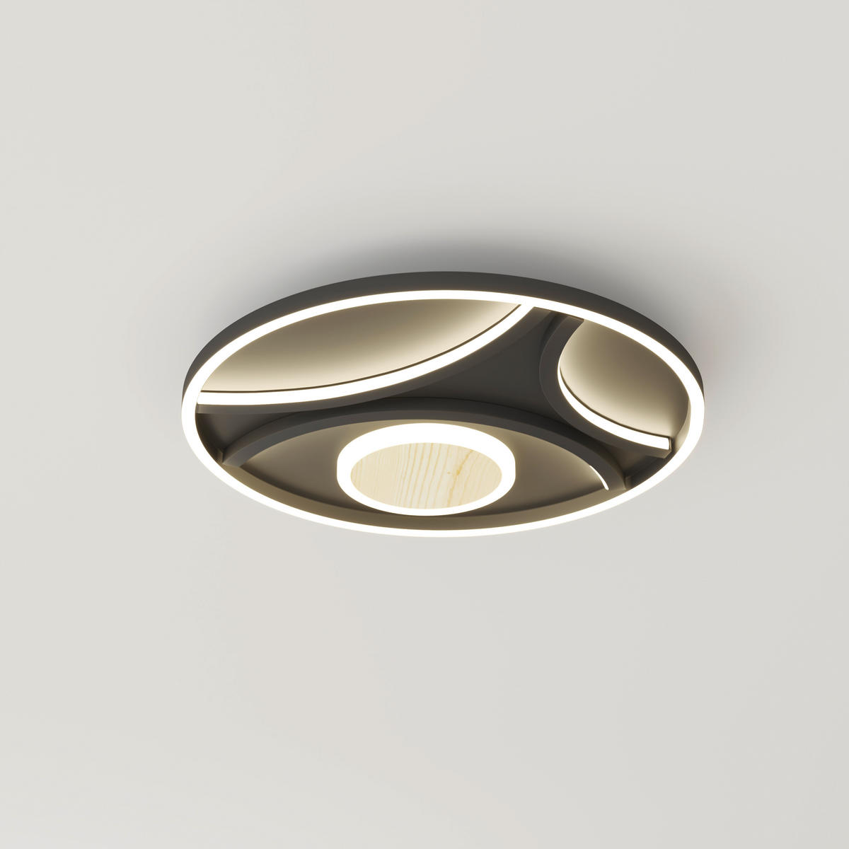 LED-DECKENLEUCHTE 39/5 cm   - Schwarz, Natur, Metall (39/5cm) - Novel