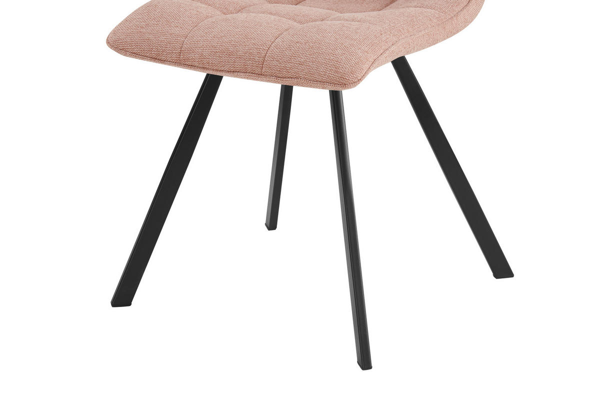 STUHL Leinenoptik Rosa, Schwarz  - Schwarz/Rosa, Design, Textil/Metall (47/86/61cm) - Xora