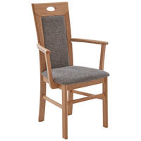 ARMLEHNSTUHL  in Webstoff  - Eichefarben/Grau, KONVENTIONELL, Holz/Textil (61/101/62cm) - Valdera