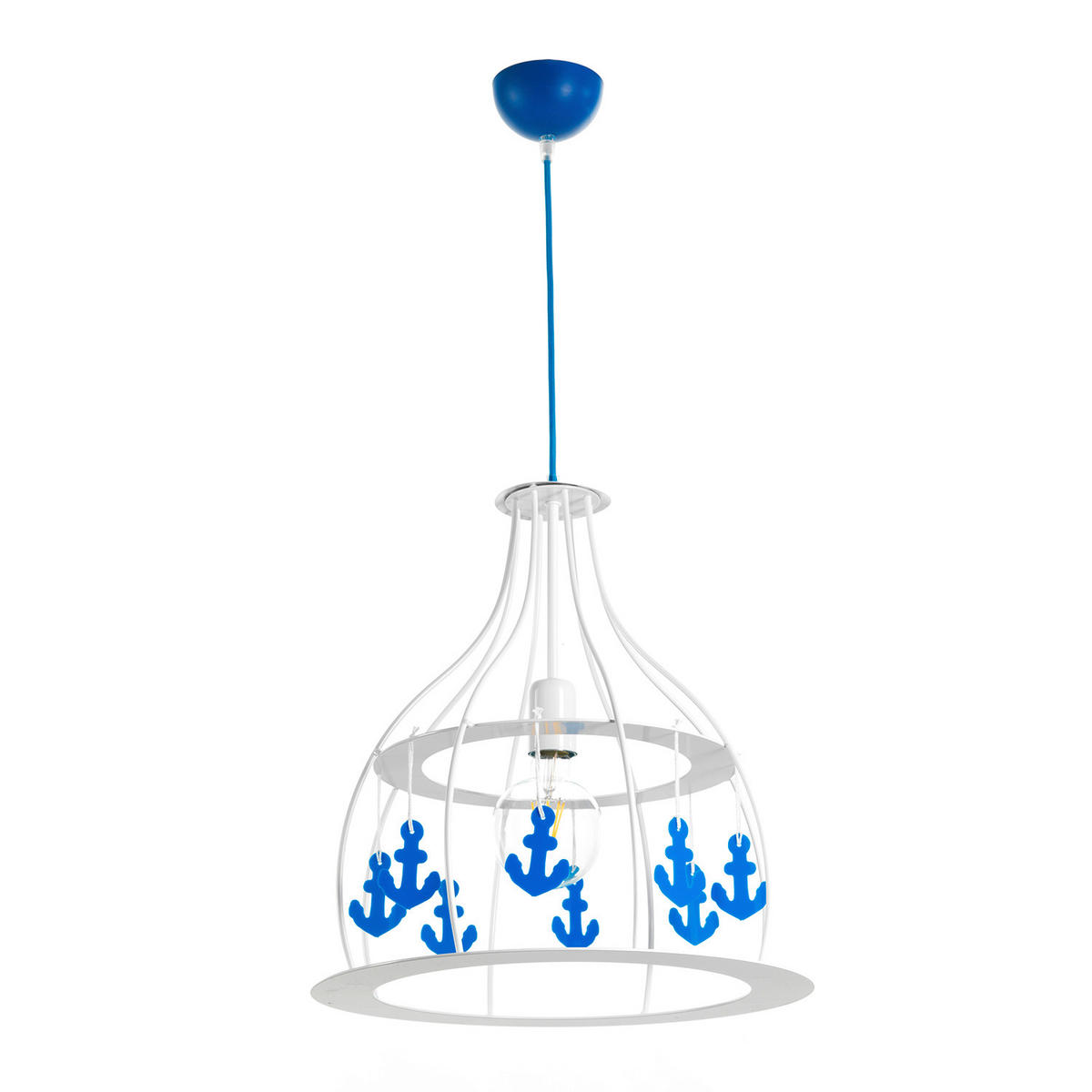 HÄNGELEUCHTE 40/106 cm  - Blau/Weiß, KONVENTIONELL, Kunststoff/Metall (40/106cm)