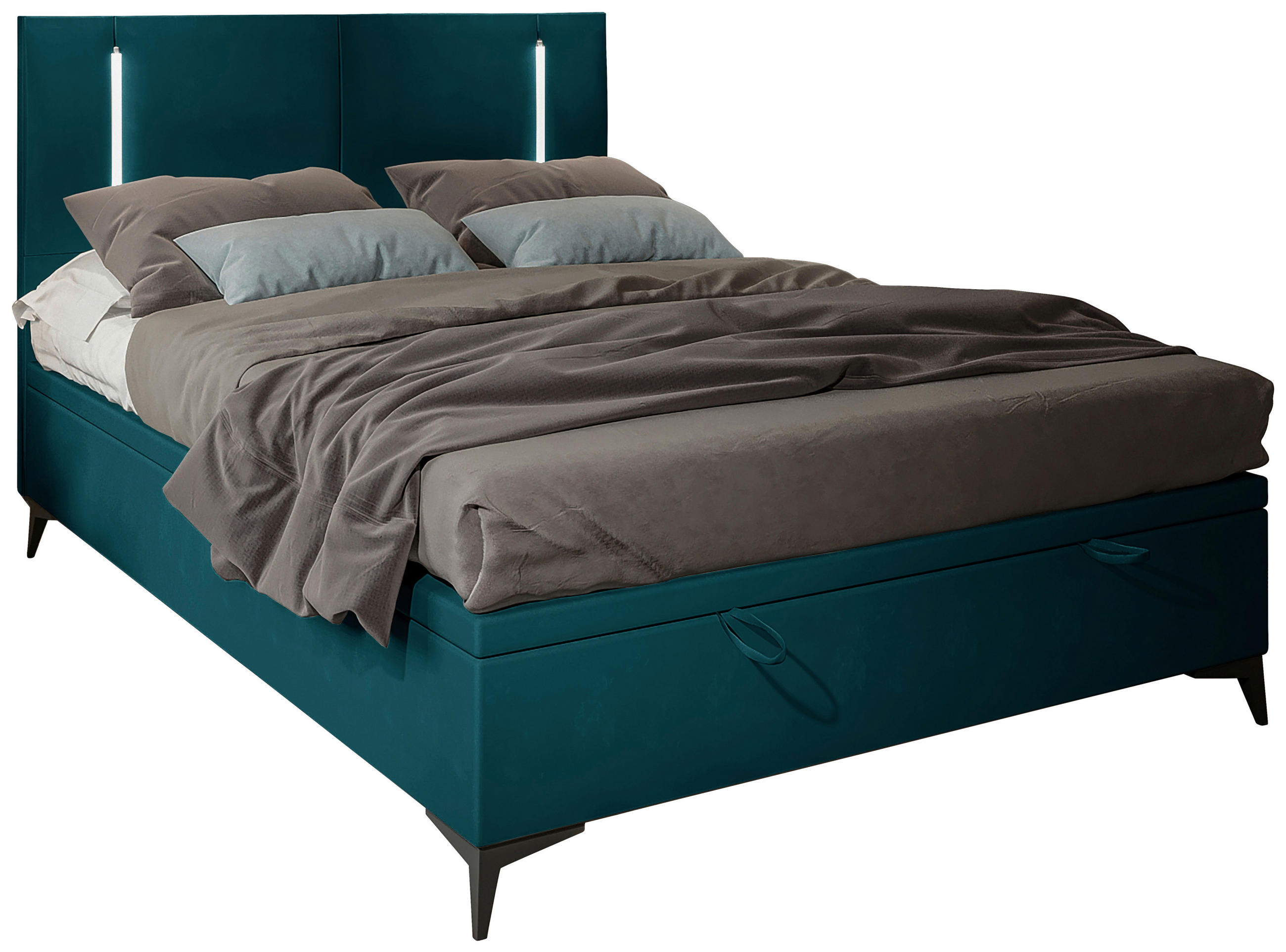BOXBETT 140/200 cm  in Petrol  - Petrol/Schwarz, KONVENTIONELL, Textil/Metall (140/200cm) - Modante