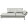 RÉCAMIERE  in Echtleder Hellgrau  - Chromfarben/Hellgrau, Design, Leder/Metall (209/85-109/95-16cm) - Dieter Knoll