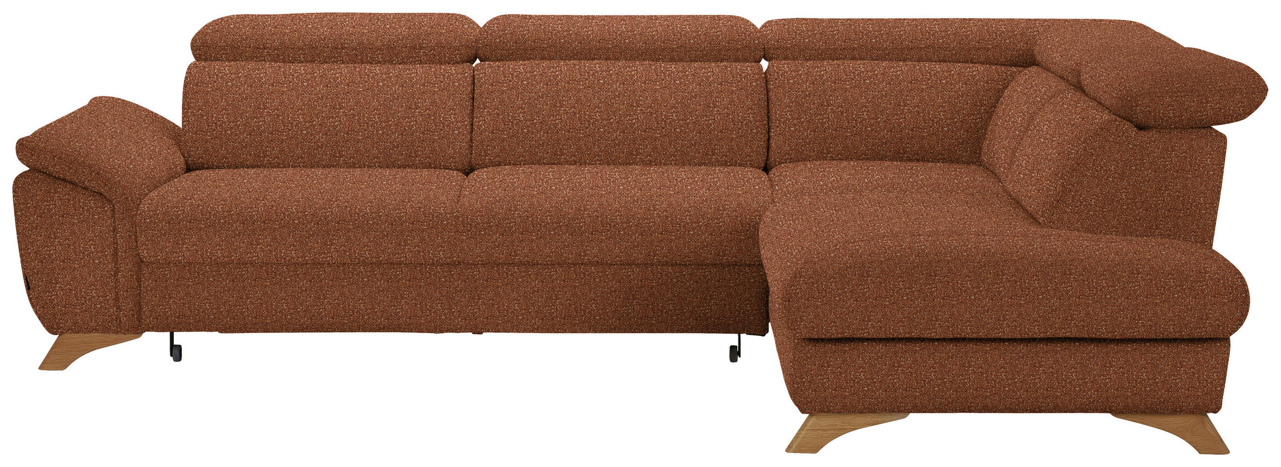 ECKSOFA in Bouclé Cognac  - Eichefarben/Cognac, Modern, Holz/Textil (287/212cm) - Valnatura