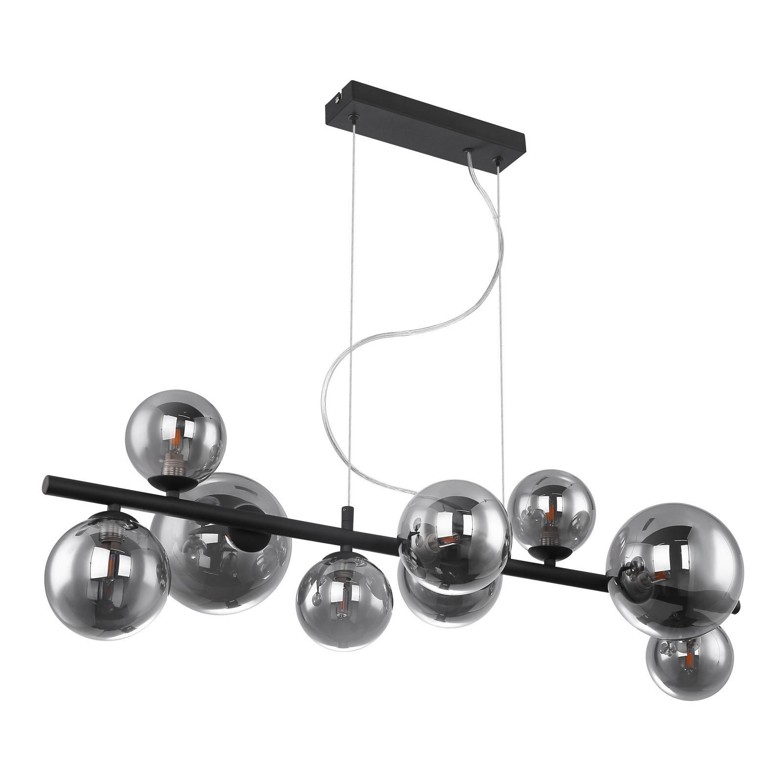 LED-HÄNGELEUCHTE 86/36/120 cm - Schwarz, Design, Glas/Metall (86/36/120cm) - Globo