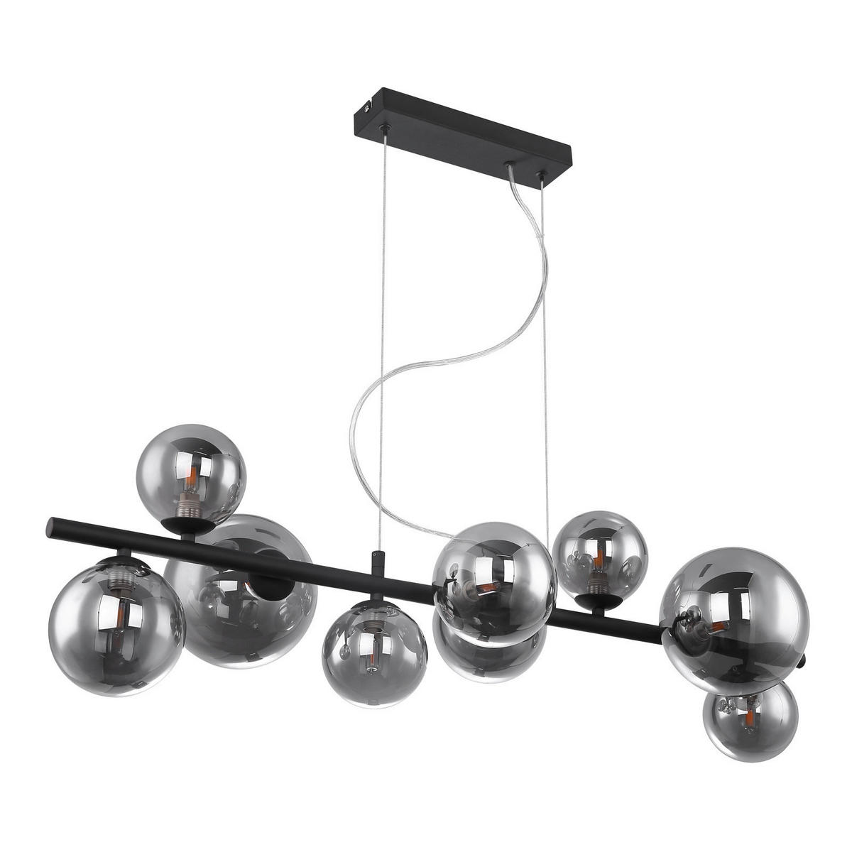 LED-HÄNGELEUCHTE 86/36/120 cm    - Schwarz, Design, Glas/Metall (86/36/120cm) - Globo