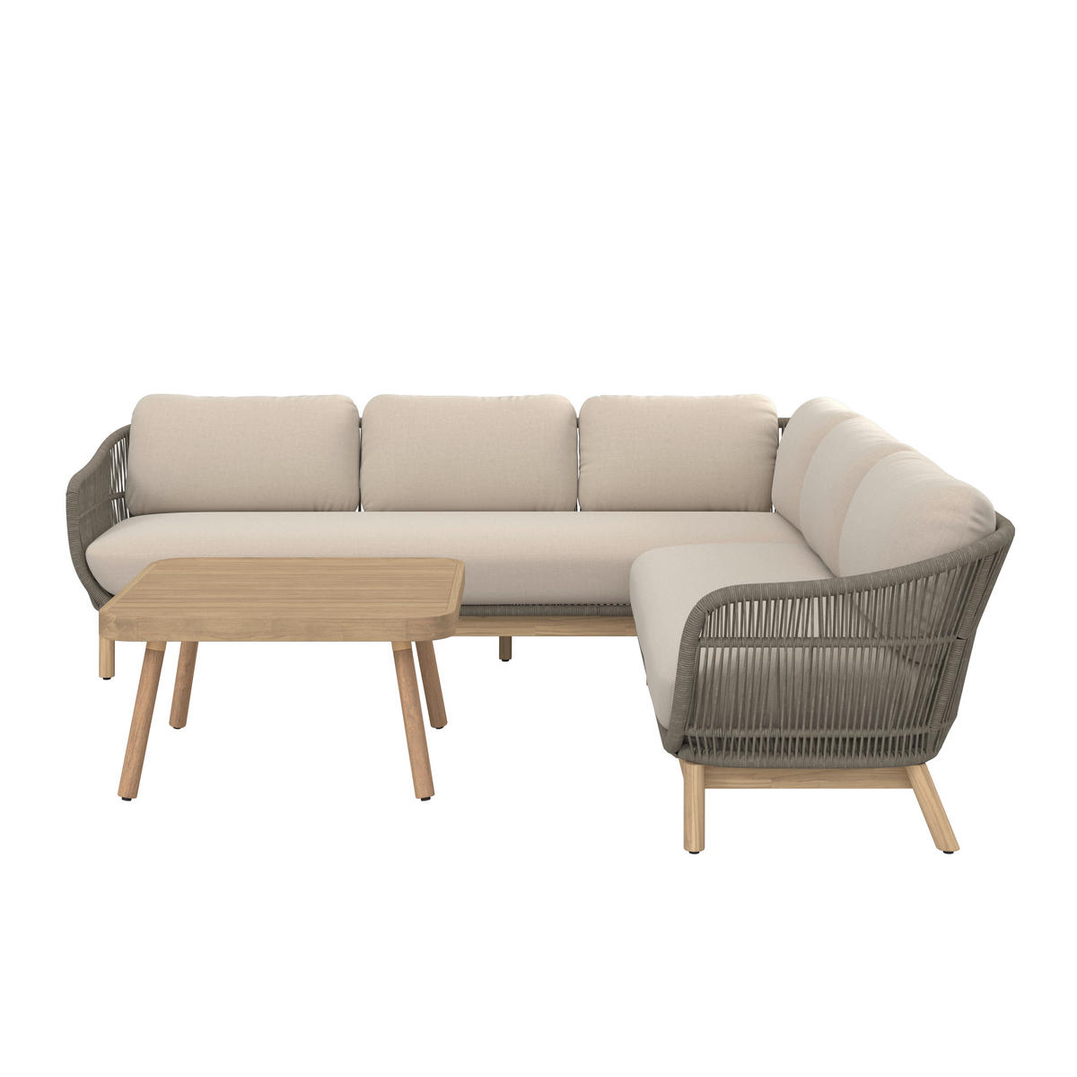 LOUNGEGARNITUR 11-teilig  230/241 cm  Akazie massiv Aluminium  - Beige/Akaziefarben, Natur, Holz/Textil (230/241cm) - Ambia Garden