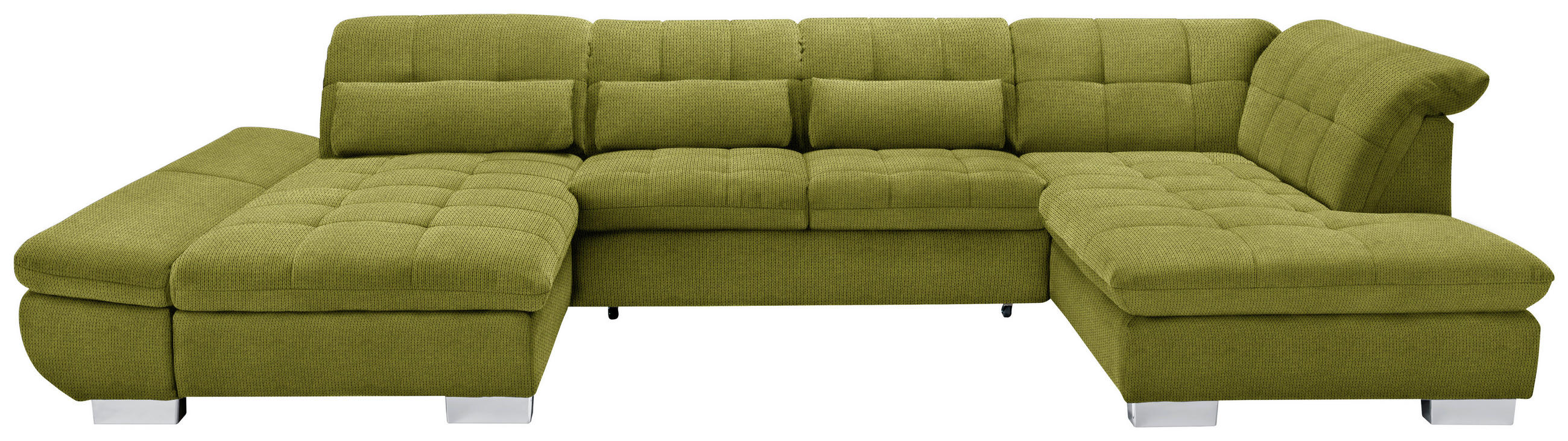 WOHNLANDSCHAFT in Mikrofaser Hellgrün  - Chromfarben/Hellgrün, Design, Kunststoff/Textil (204/350/211cm) - Xora