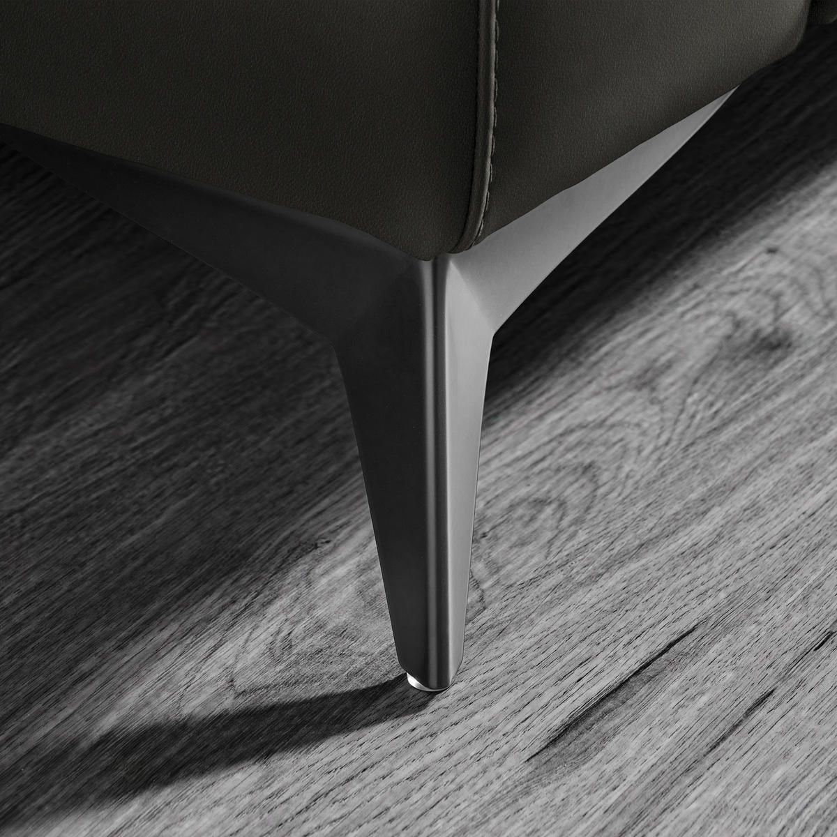 3-SITZER-SOFA  in Echtleder Anthrazit   - Anthrazit/Schwarz, Design, Leder/Metall (207/107/98cm) - Belluti