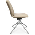STUHL  in Aluminium Echtleder pigmentiert Metall, Leder  - Beige/Alufarben, Design, Leder/Metall (46/81,5-84,5/55cm) - Johann Jakob