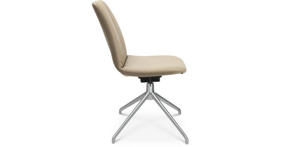 STUHL in Aluminium Echtleder pigmentiert Metall, Leder - Beige/Alufarben, Design, Leder/Metall (46/81,5-84,5/55cm) - Johann Jakob