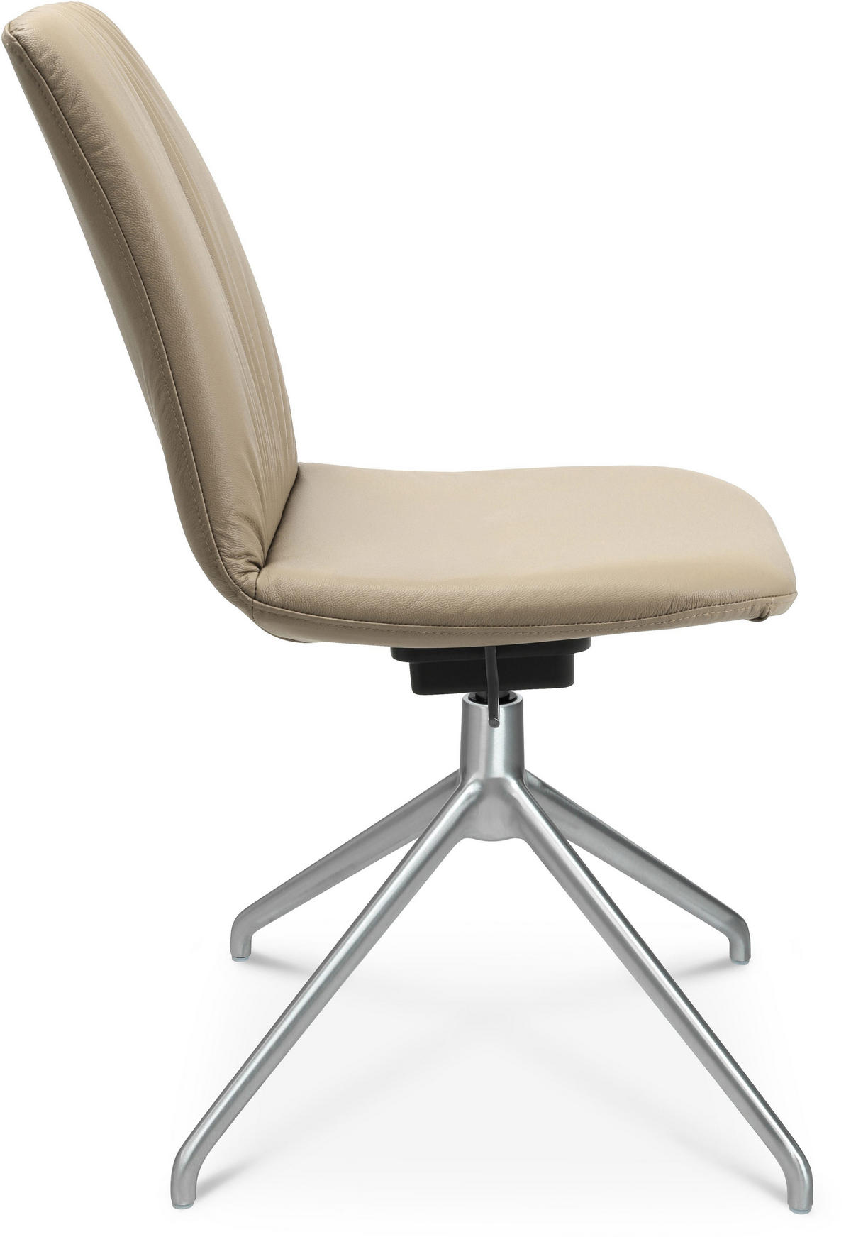 STUHL  in Aluminium Echtleder pigmentiert  - Beige/Alufarben, Design, Leder/Metall (46/81,5-84,5/55cm) - Johann Jakob