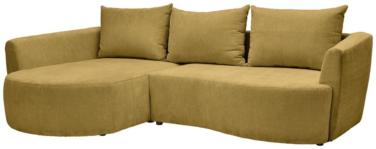 ECKSOFA Senfgelb Chenille  - Senfgelb/Schwarz, MODERN, Kunststoff/Textil (179/287cm) - Carryhome