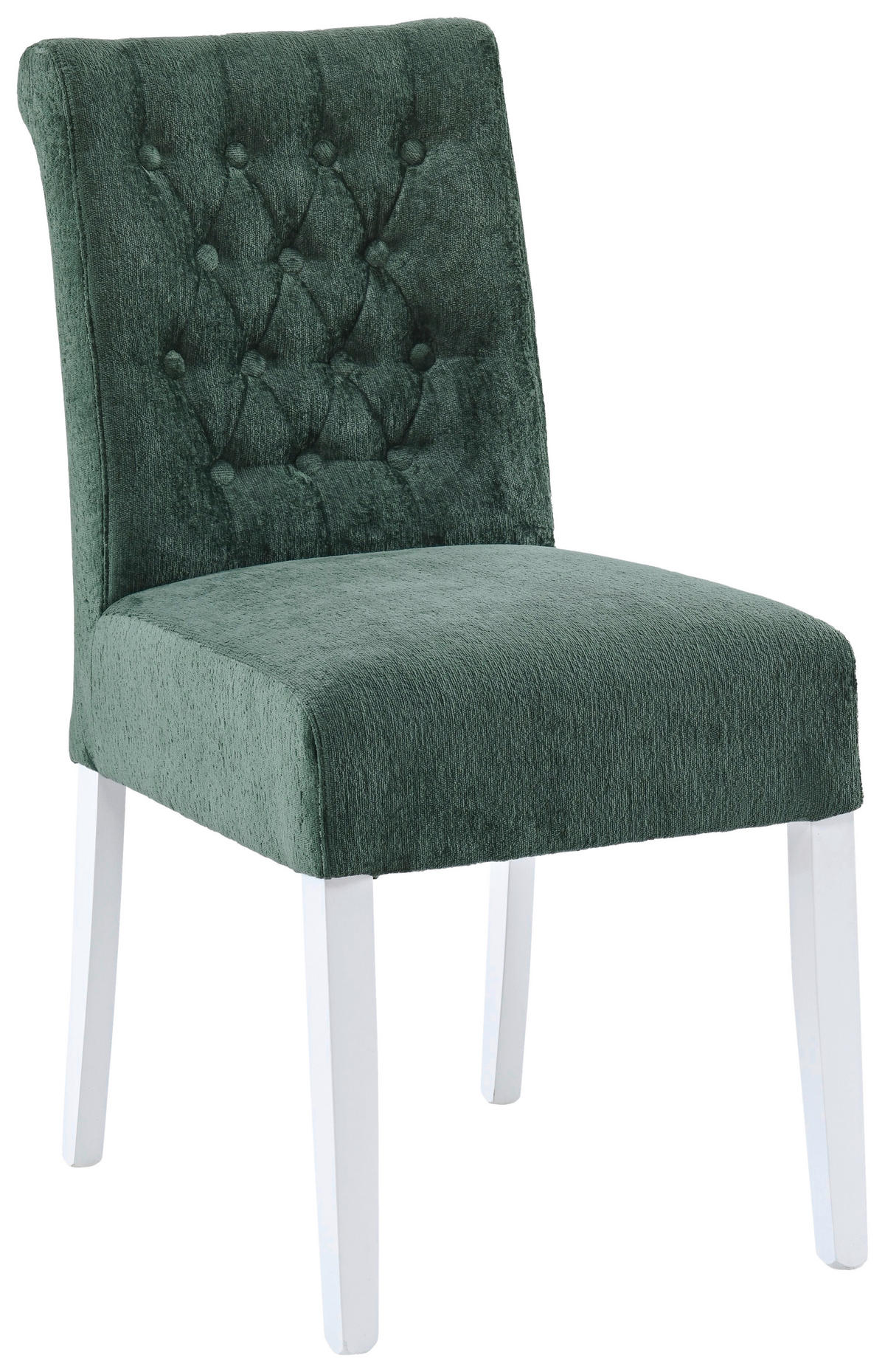 STUHL Chenille Grün Buche massiv  - Weiß/Grün, KONVENTIONELL, Holz/Textil (46,5/91/65cm) - Cantus